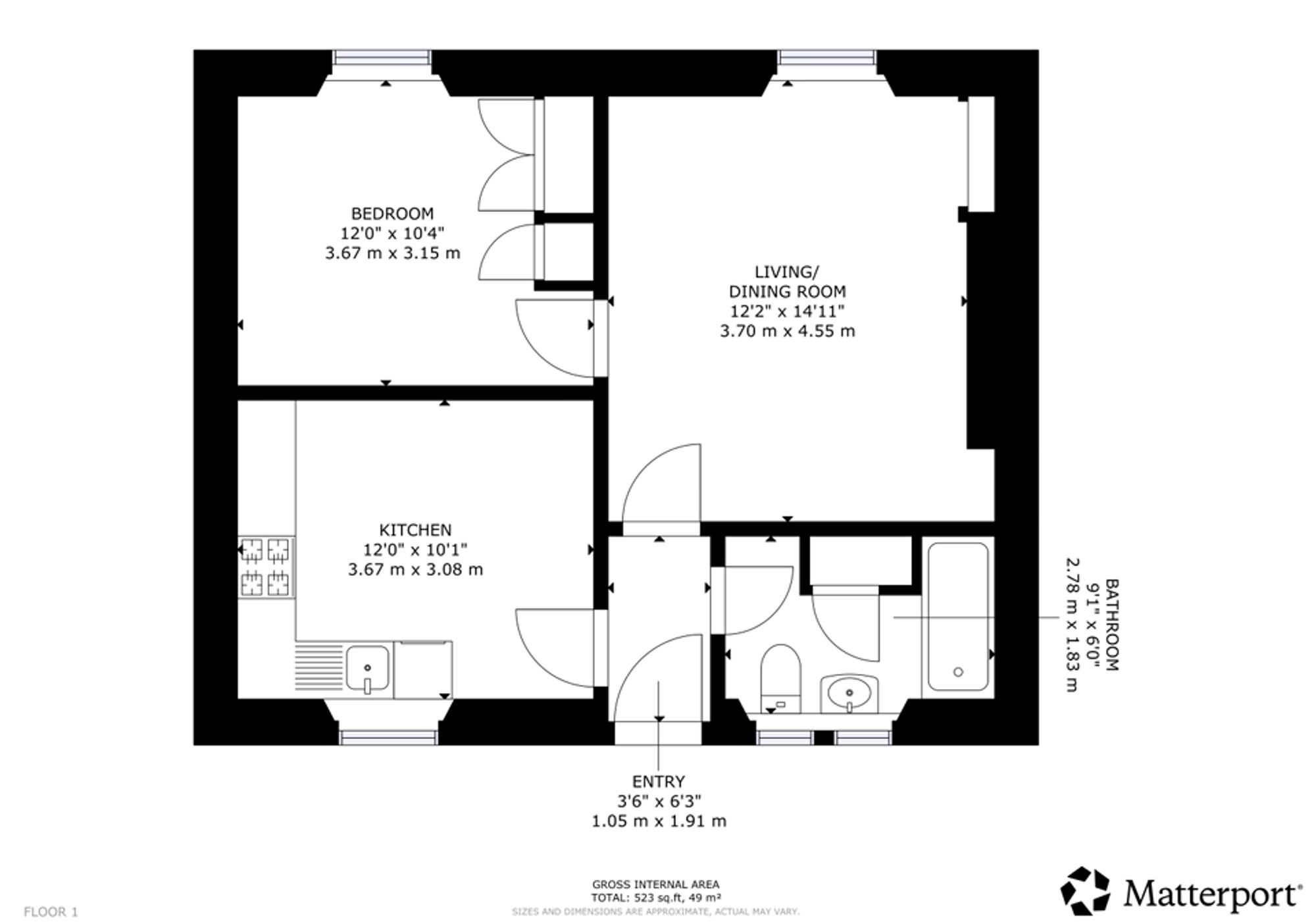 1 bed flat for sale in Ochilview, Ashfield, FK15 - Property floorplan
