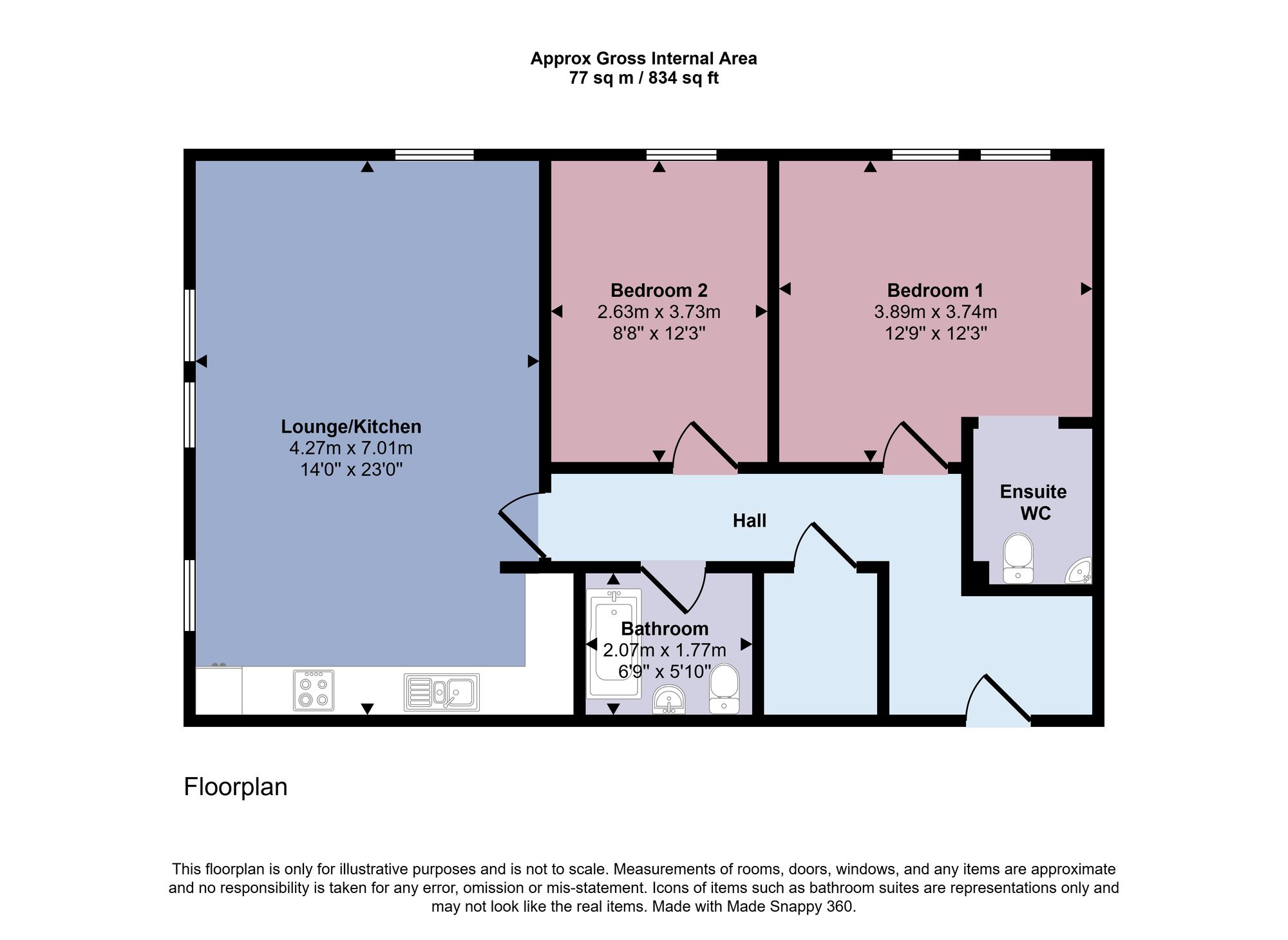 2 bed flat for sale in Springbank Gardens, Dunblane, FK15 - Property floorplan