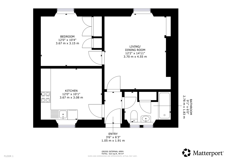 1 bed for sale in Ochilview, Dunblane, FK15 - Property floorplan