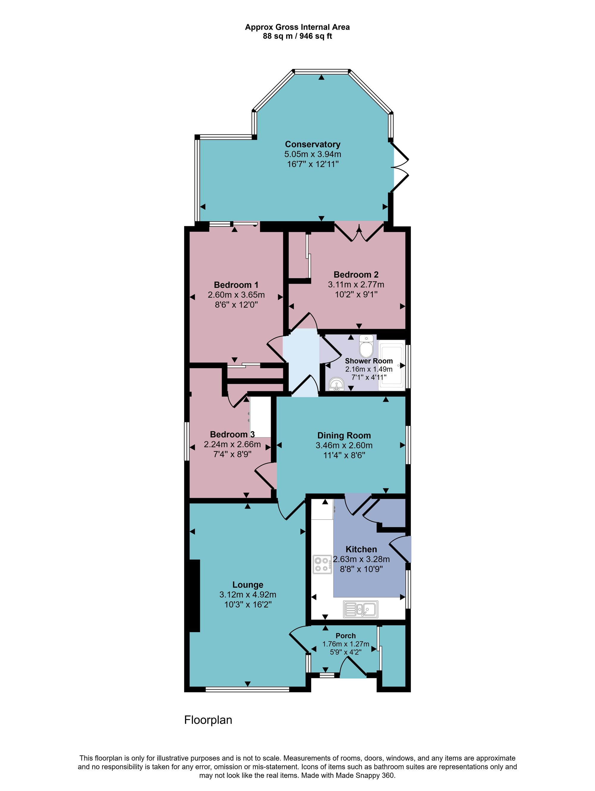 3 bed detached bungalow for sale in Wallace Road, Dunblane, FK15 - Property floorplan