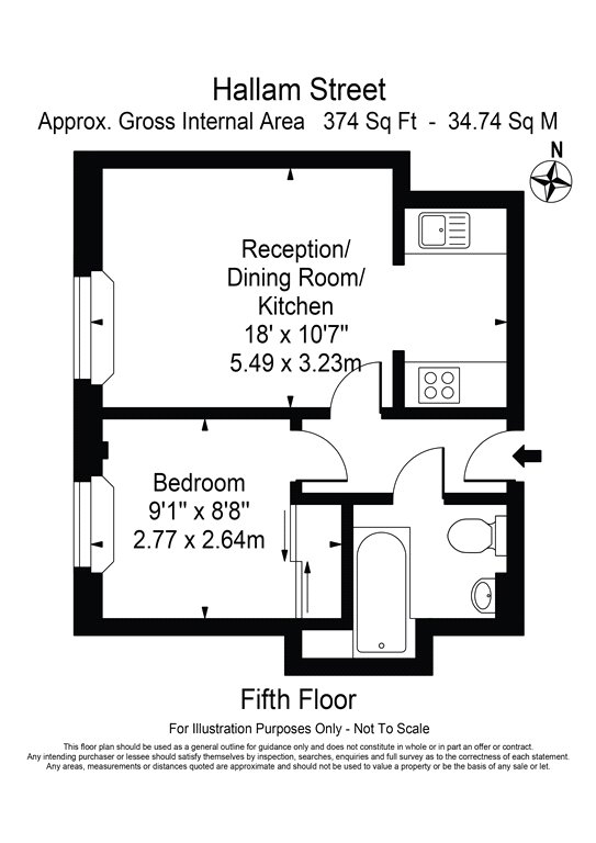 1 bed apartment to rent in Hallam Street, London, W1W - Property floorplan