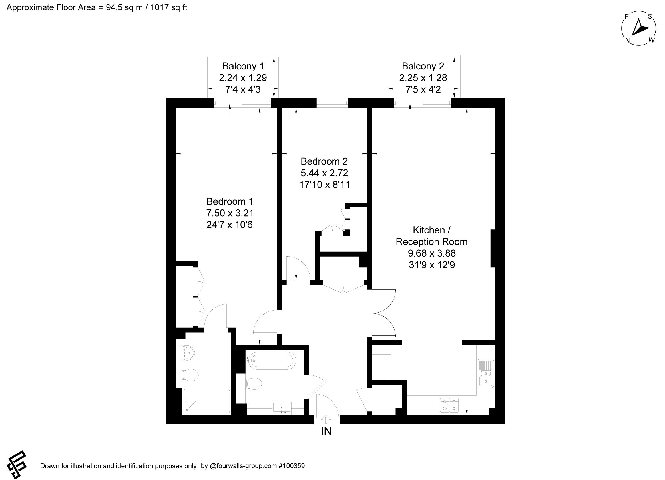 2 bed apartment for sale in Victoria Wharf, 46 Narrow Street, London, E14 - Property floorplan