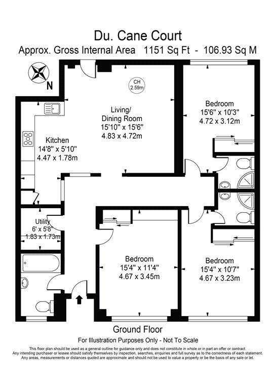 3 bed ground floor flat for sale in Balham High Road, London, SW17 - Property floorplan