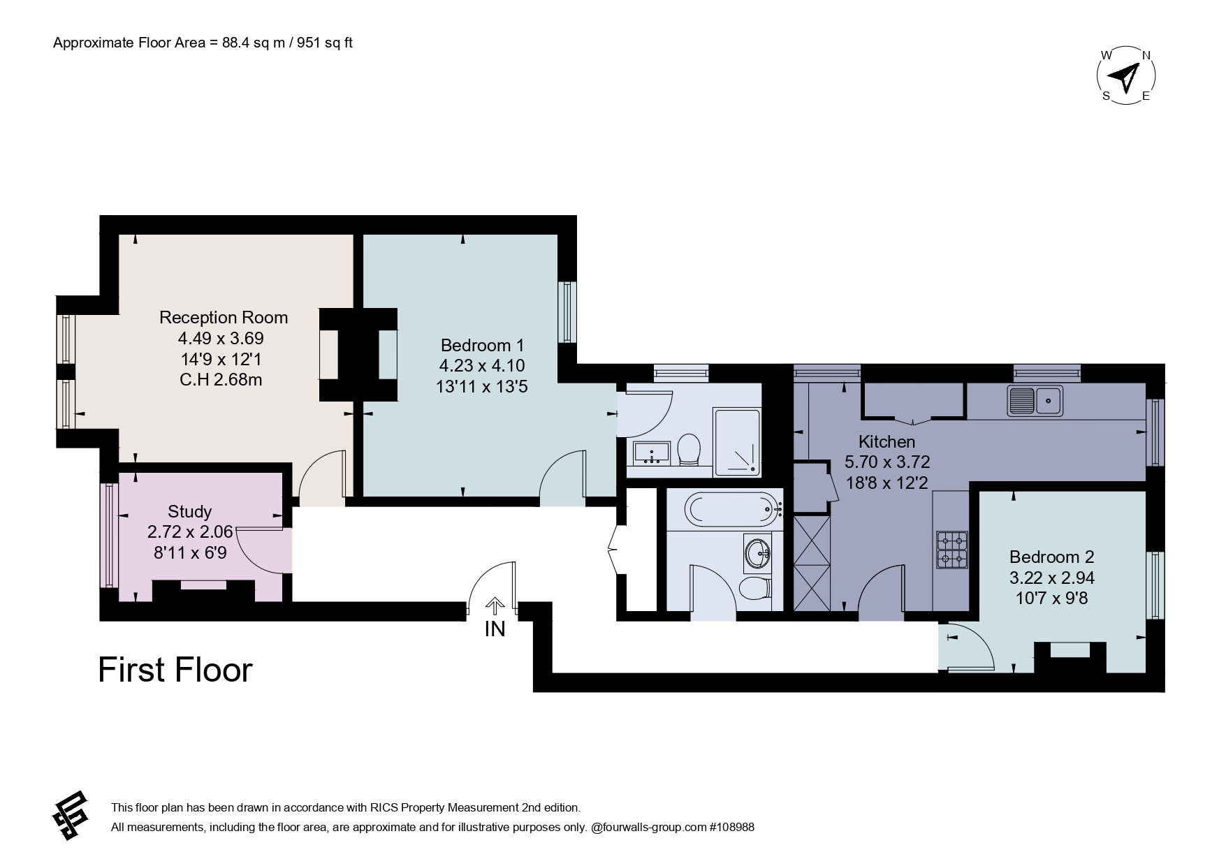 2 bed apartment for sale in Rostrevor Road, London, SW6 - Property floorplan