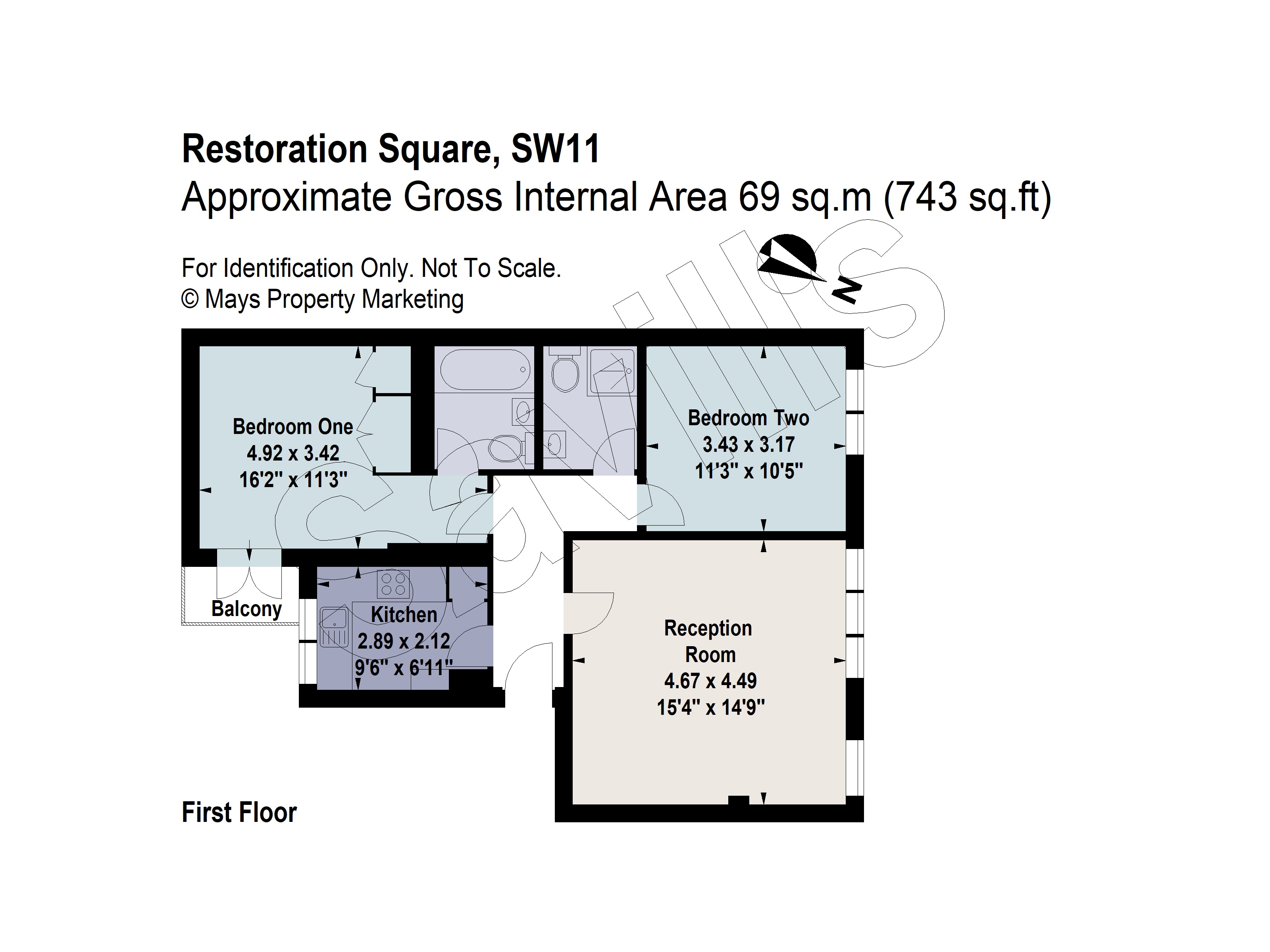 2 bed apartment for sale in Battersea High Road, London, SW11 - Property floorplan