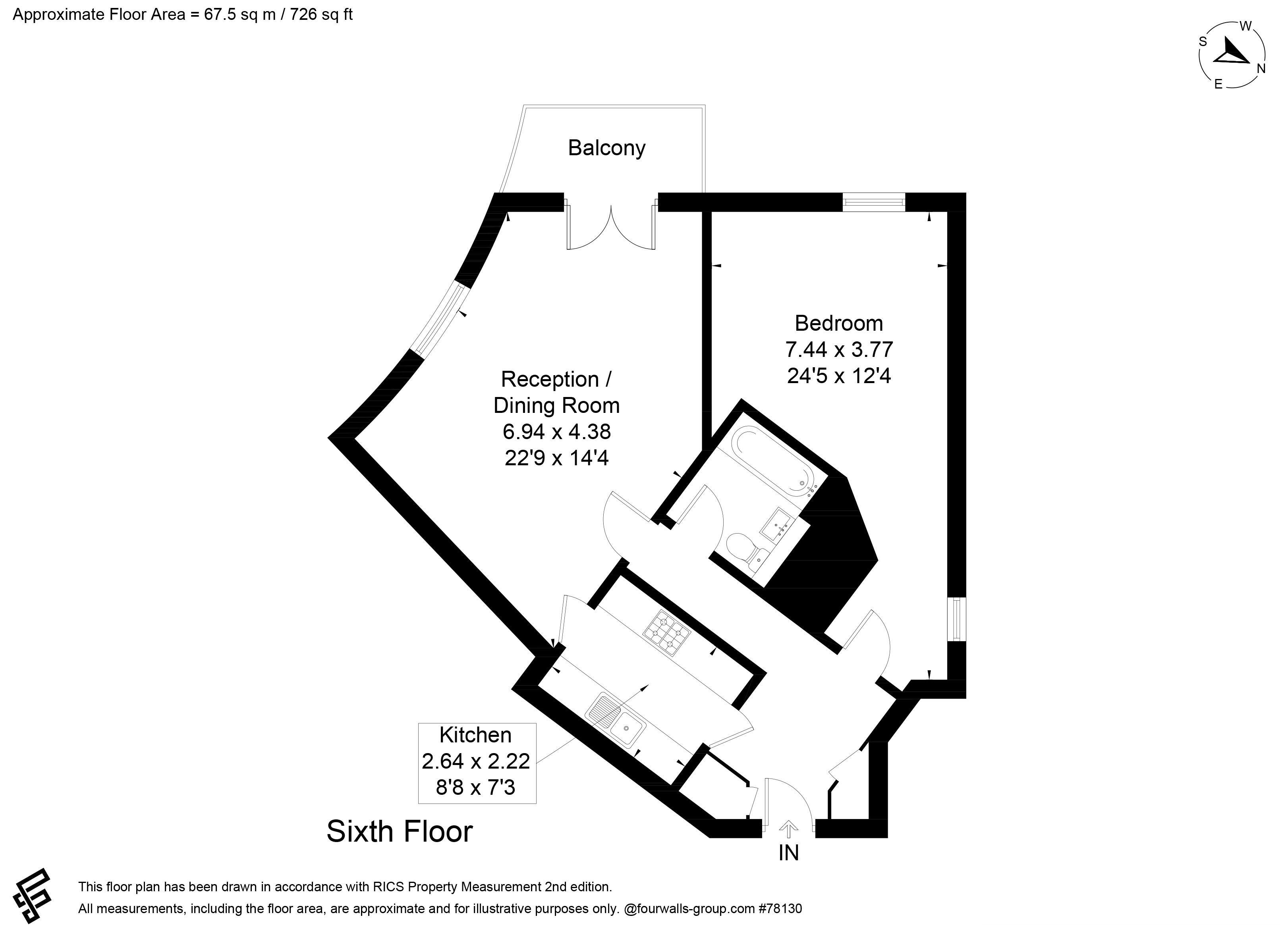 1 bed apartment for sale in Queen Elizabeth Street, London, SE1 - Property floorplan