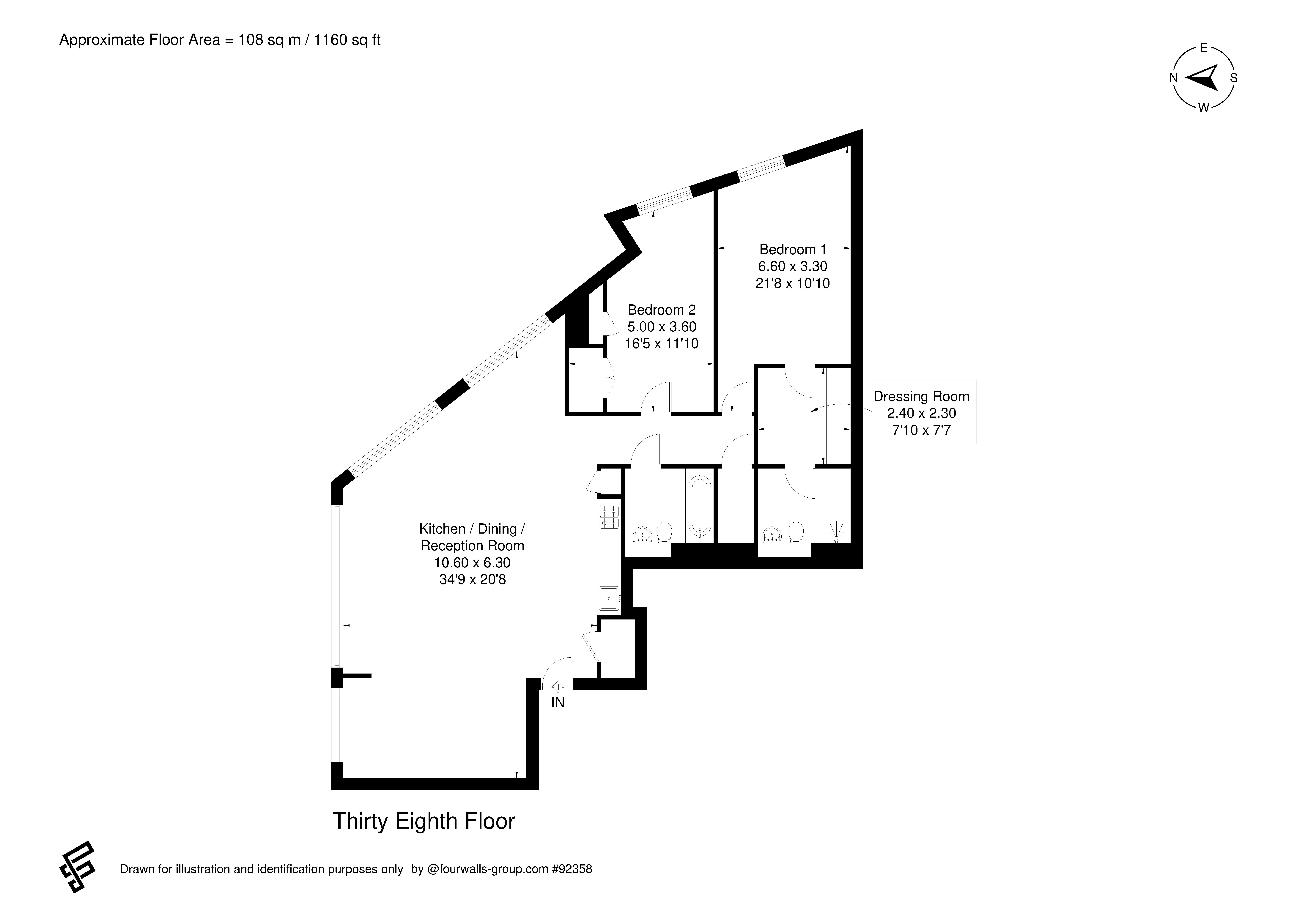 2 bed apartment for sale in Strata SE, 8 Walworth Road, London, SE1 - Property floorplan