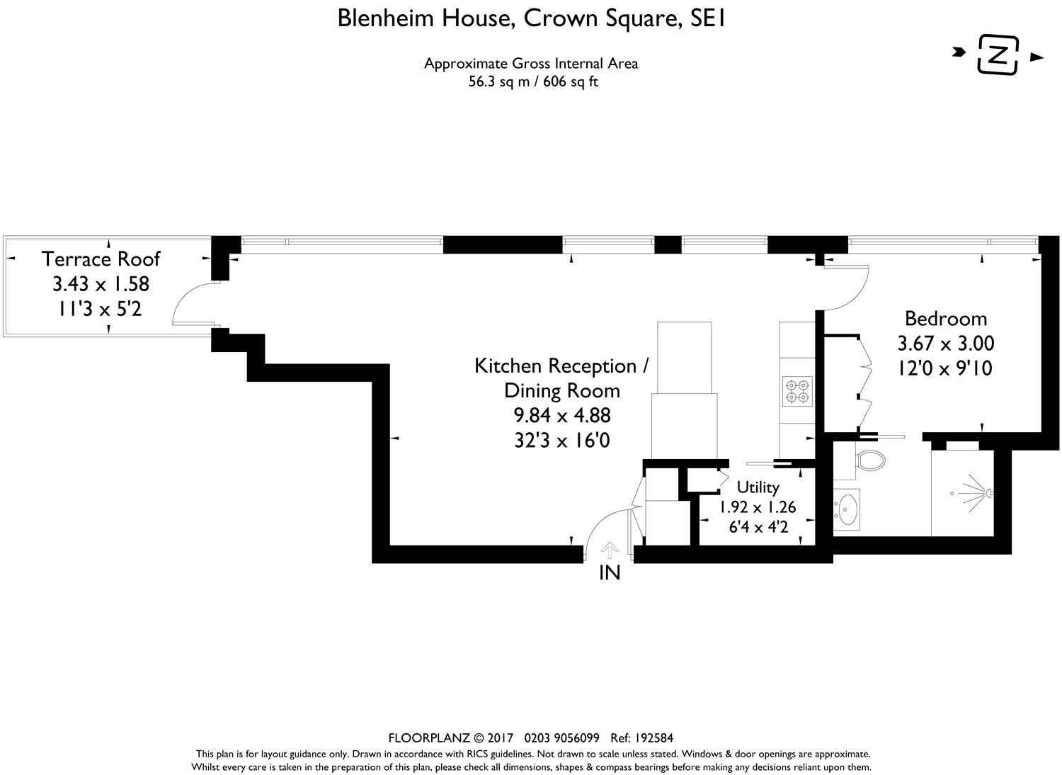 1 bed apartment for sale in Blenheim House, Crown Square, London, SE1 - Property floorplan