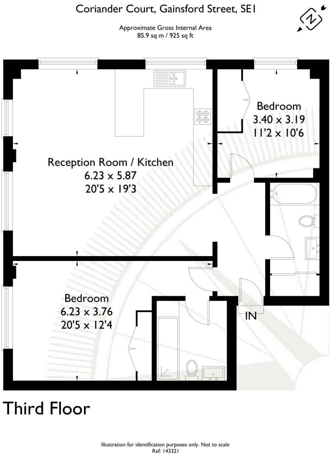 2 bed apartment for sale in Coriander Court, 20 Gainsford Street, London, SE1 - Property floorplan