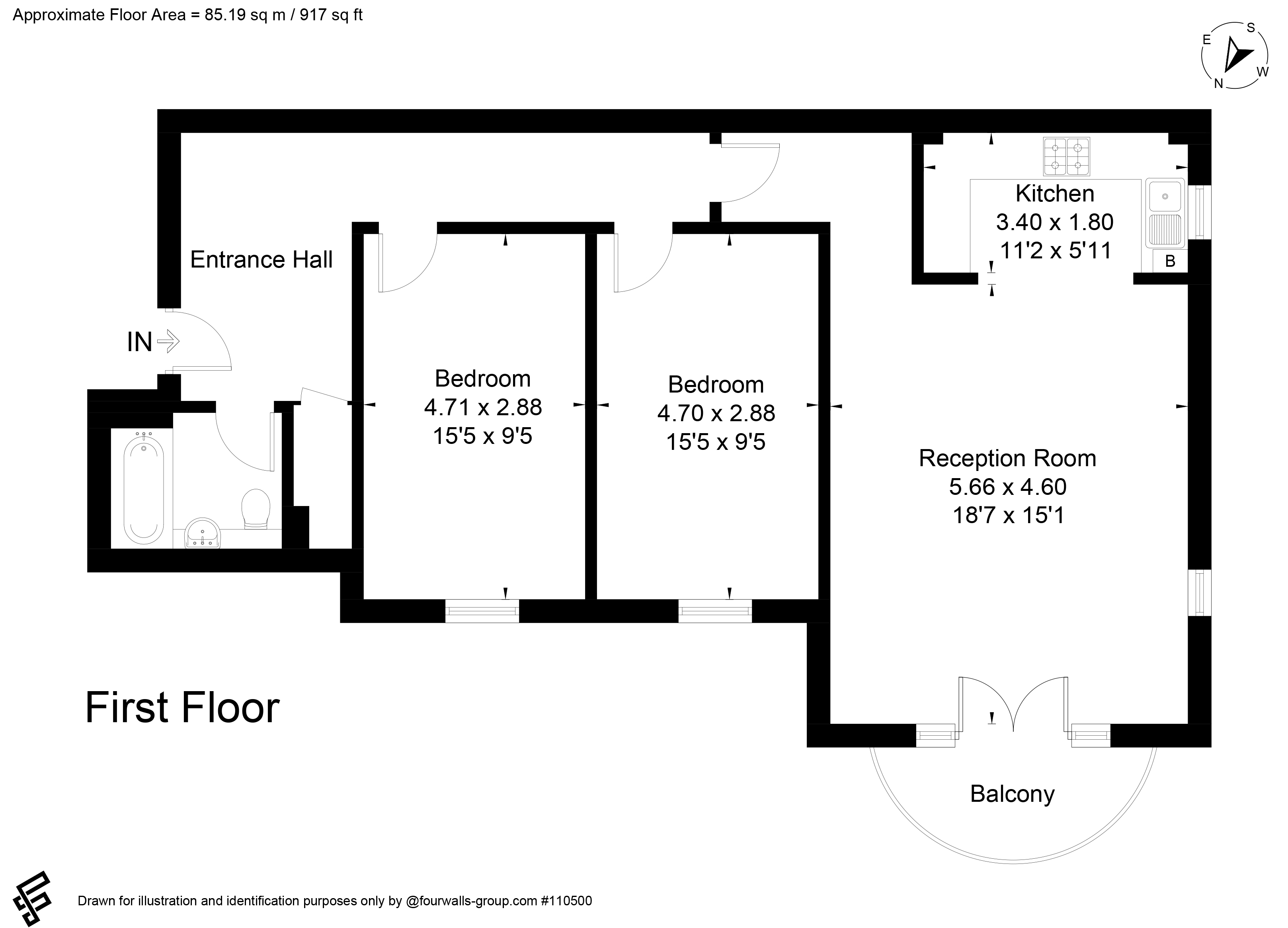 2 bed apartment for sale in Millennium Square, London, SE1 - Property floorplan