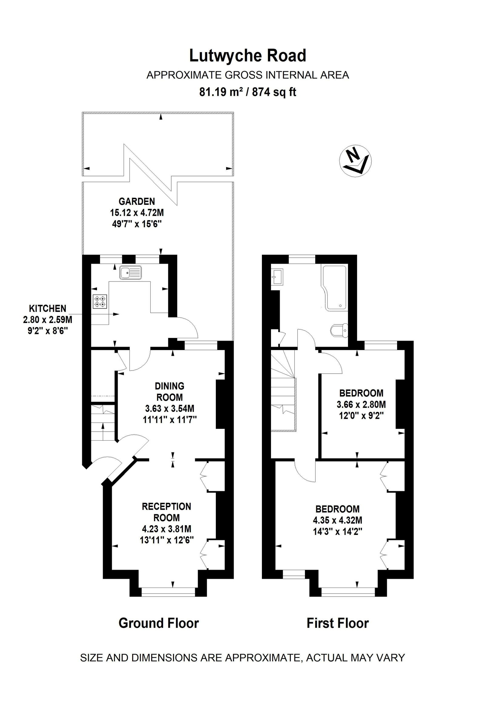 2 bed terraced house for sale in Lutwyche Road, Catford, London, SE6 4EP - Property floorplan