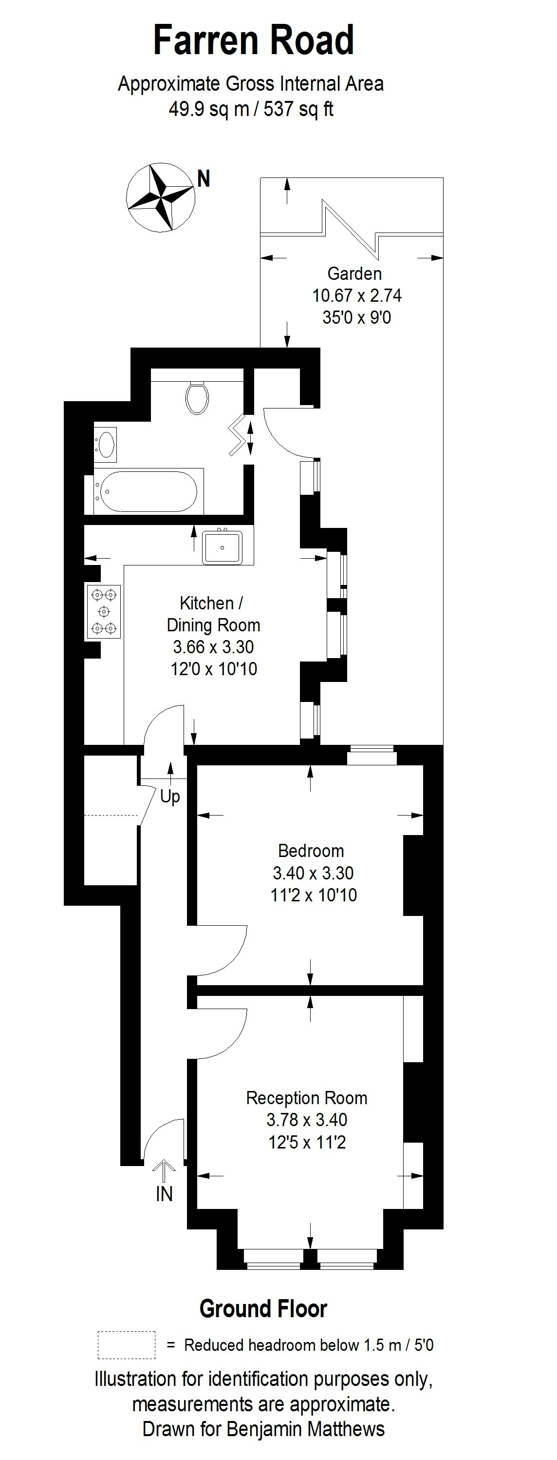 1 bed ground floor flat to rent in Farren Road, Forest Hill, London, SE23 2EA - Property floorplan