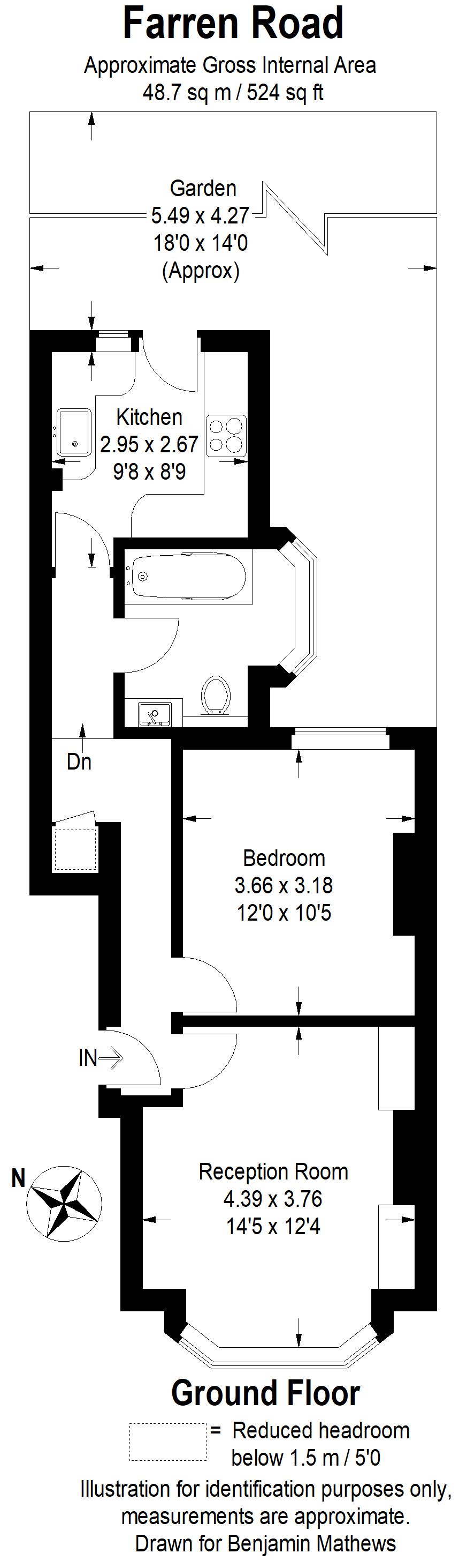1 bed ground floor flat for sale in Farren Road, Forest Hill, SE23 2DZ - Property floorplan