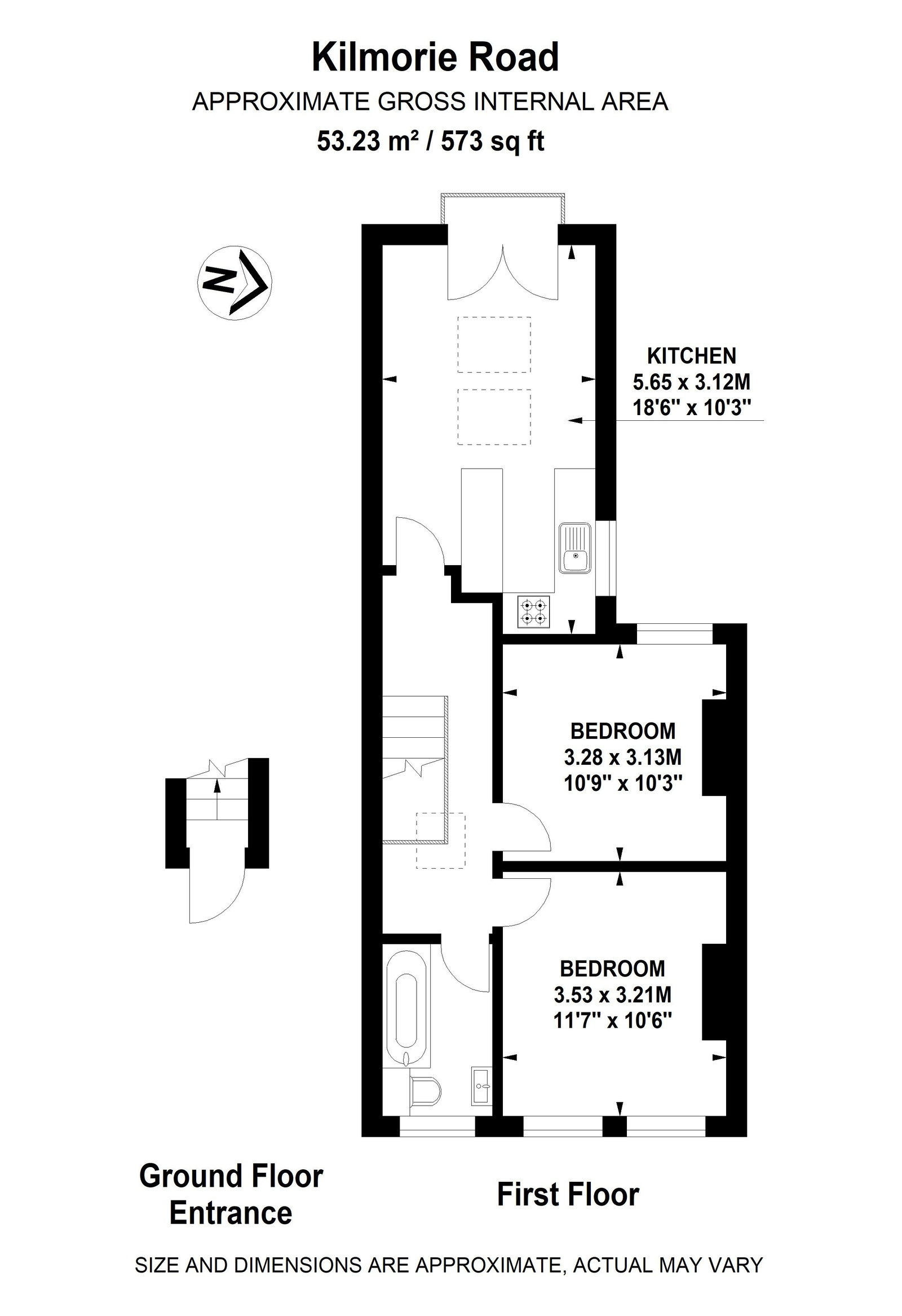 2 bed flat for sale in Kilmorie Road, Forest Hill, London, SE23 2SR - Property floorplan