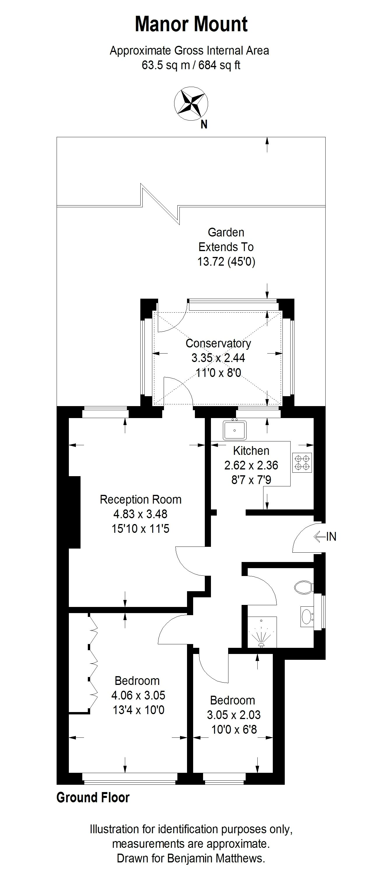 2 bed maisonette for sale in Manor Mount, London, SE23 3PY - Property floorplan