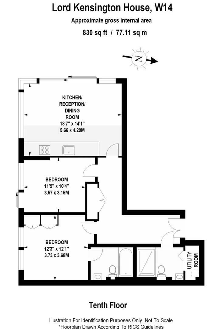 2 bed apartment for sale in Lord Kensington House, 5 Radnor Terrace, London - Property floorplan