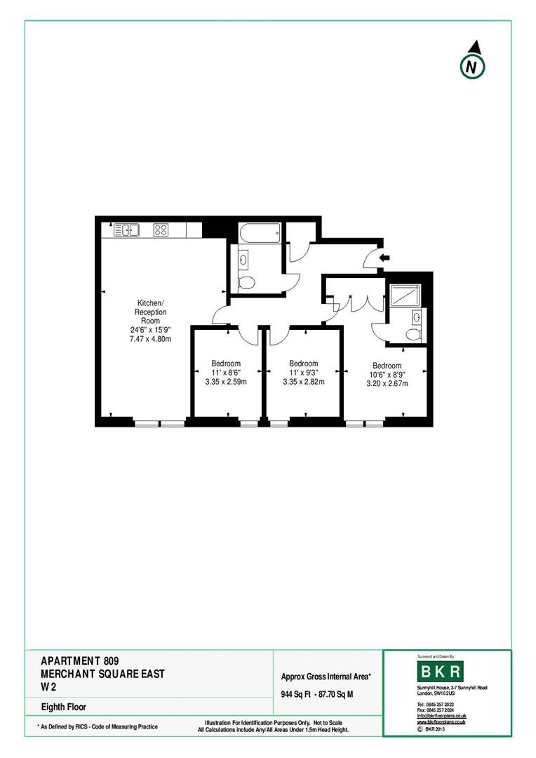 3 bed apartment to rent in Merchant Square East, London - Property floorplan