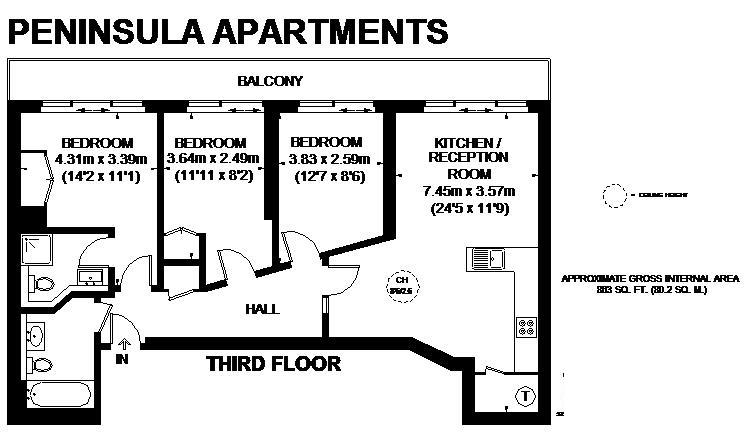 3 bed apartment to rent in Praed Street, London - Property floorplan