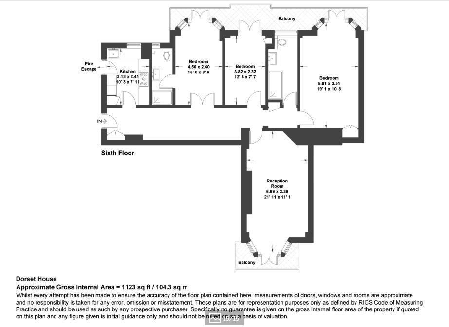 3 bed flat for sale in Gloucester Place, London - Property floorplan