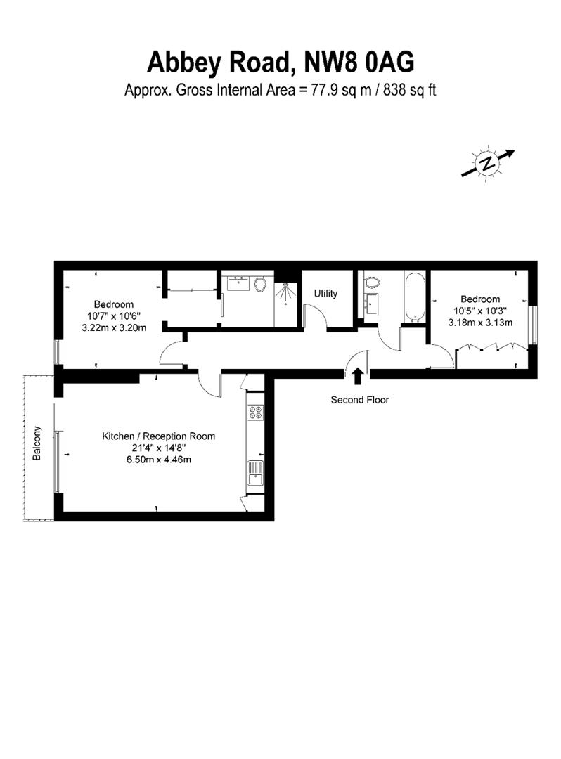 2 bed apartment for sale in Abbey Road, London - Property floorplan