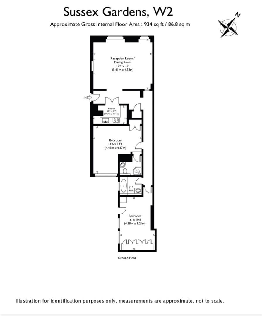 2 bed flat for sale in Sussex Gardens, London - Property floorplan