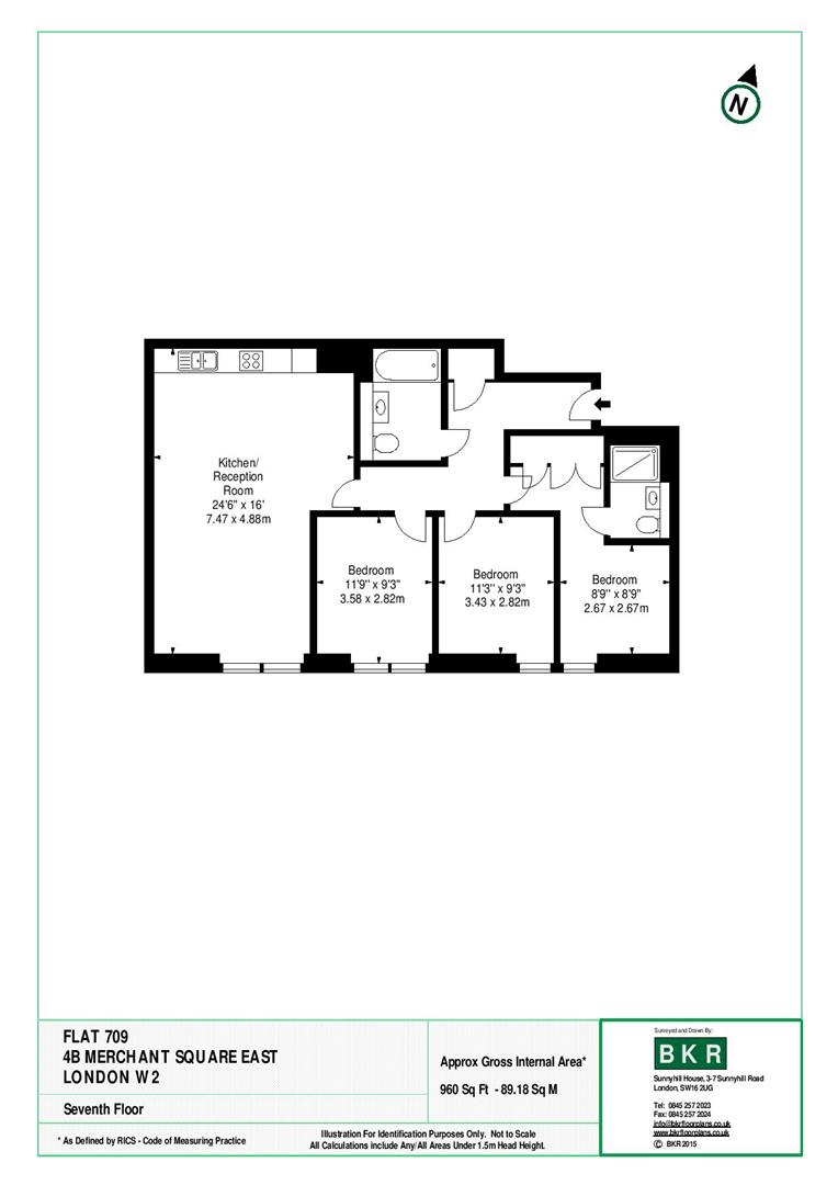 3 bed apartment to rent in Merchant Square East, London - Property floorplan