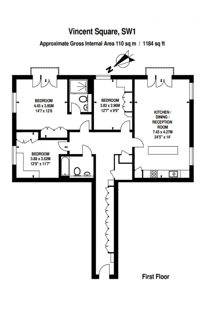 3 bed flat for sale in Vincent Square, London - Property floorplan