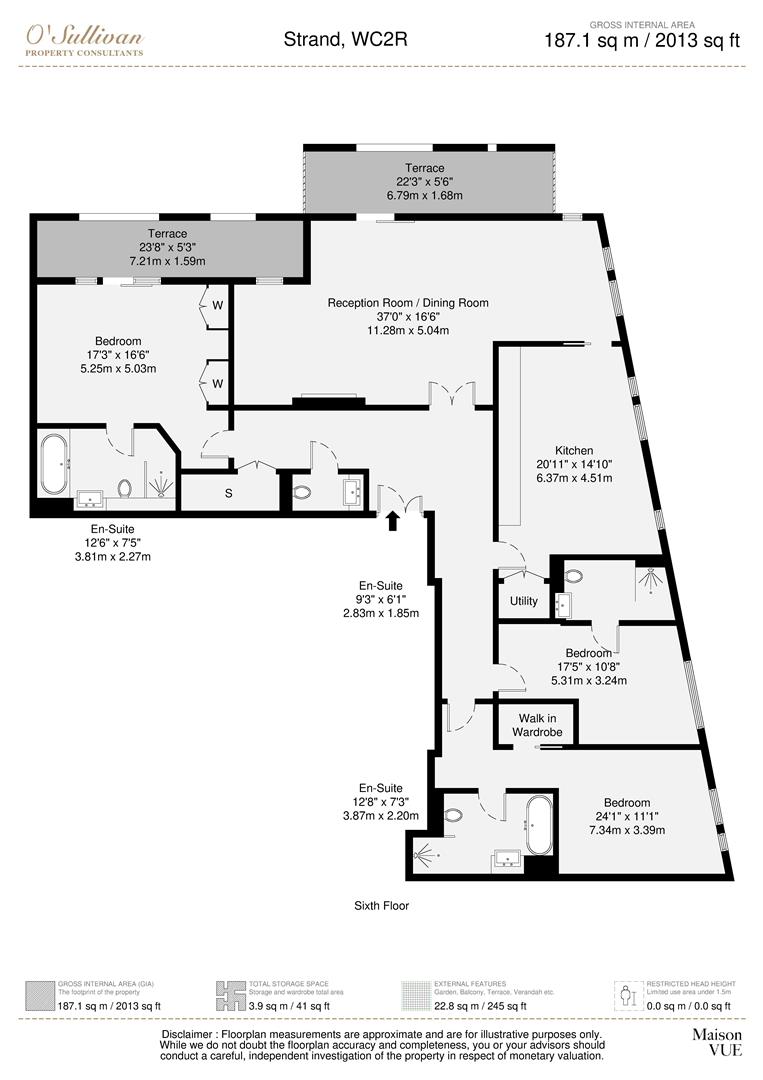 3 bed flat for sale in Strand, London - Property floorplan