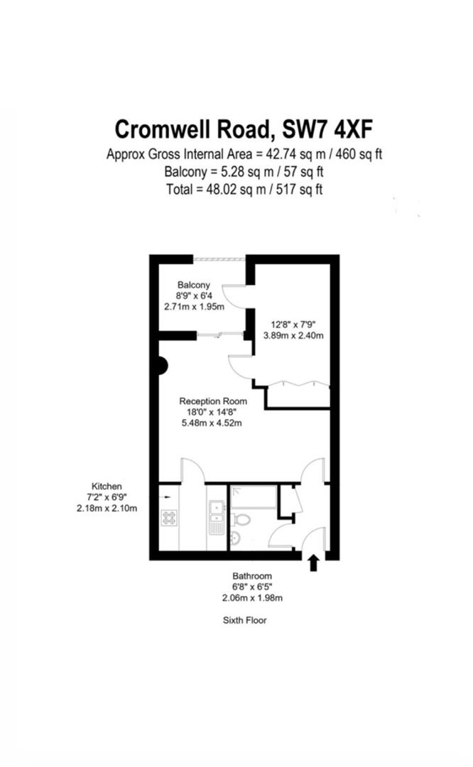 1 bed house for sale in Cromwell Road, London - Property floorplan