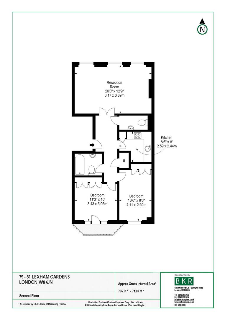 2 bed apartment to rent in Lexham Gardens, London - Property floorplan
