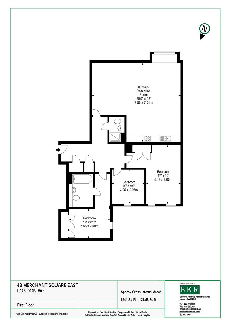 3 bed apartment to rent in Merchant Square East, London - Property floorplan