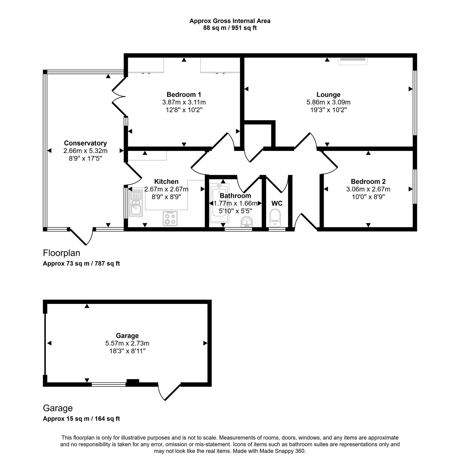 2 bed semi-detached bungalow for sale in Awelon Mor, Prestatyn - Property floorplan