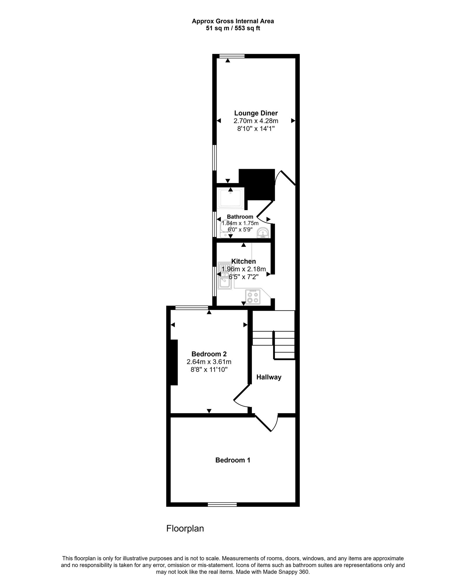 2 bed flat to rent in Meliden Road, Prestatyn, LL19 9SE - Property floorplan