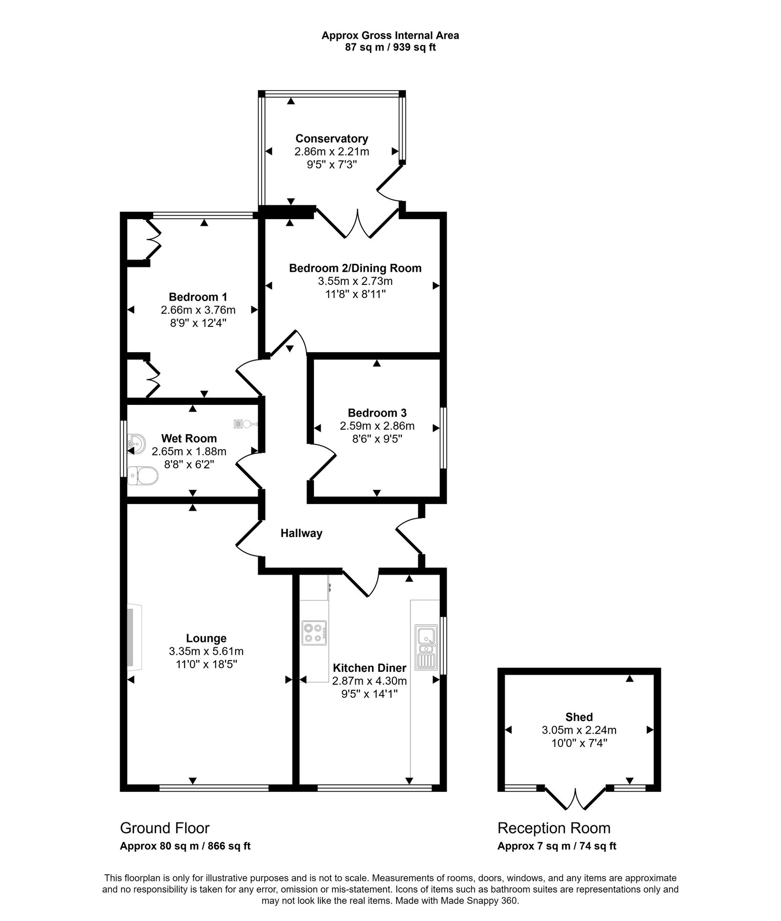 3 bed bungalow for sale in Oaklea Court, Rhyl - Property floorplan