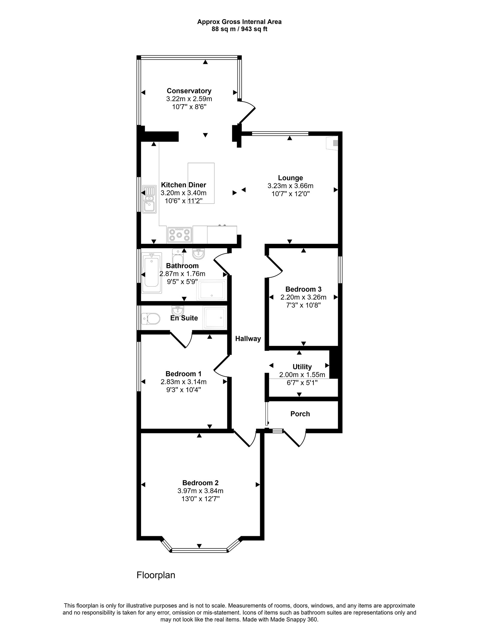 3 bed bungalow to rent in Fforddisa, Prestatyn, LL19 8SP - Property floorplan