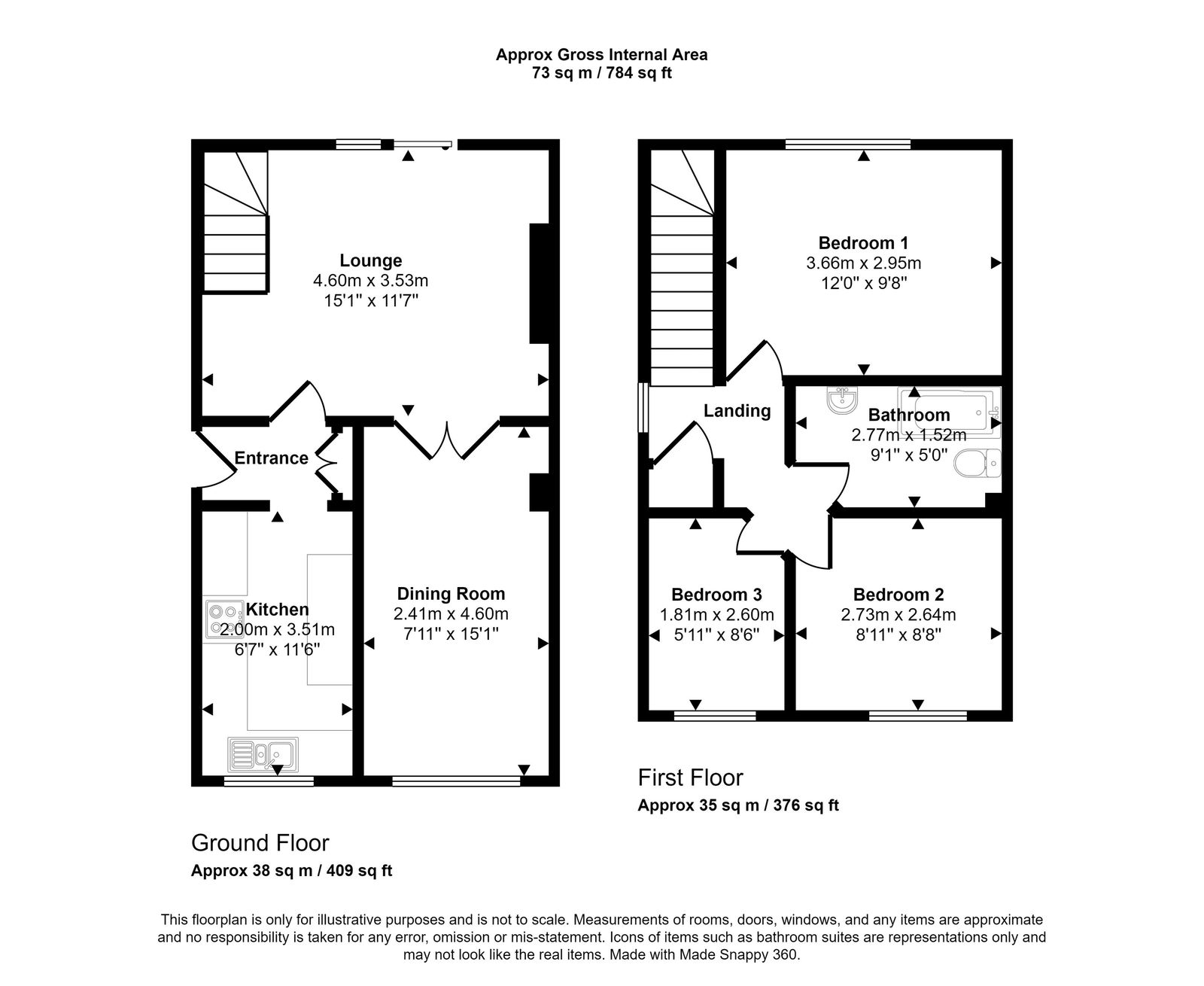 3 bed semi-detached house for sale in Ochr Y Bryn, Meliden - Property floorplan