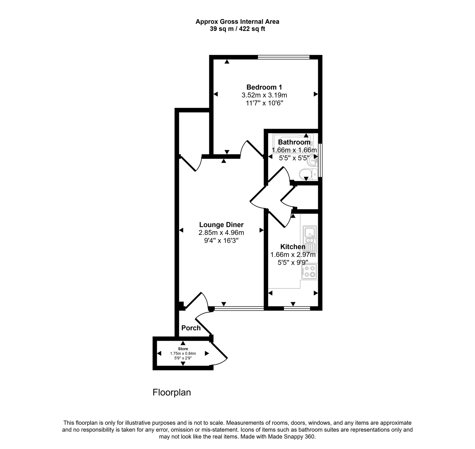 1 bed ground floor flat to rent in Lon Brynli, Prestatyn, LL19 8YF - Property floorplan