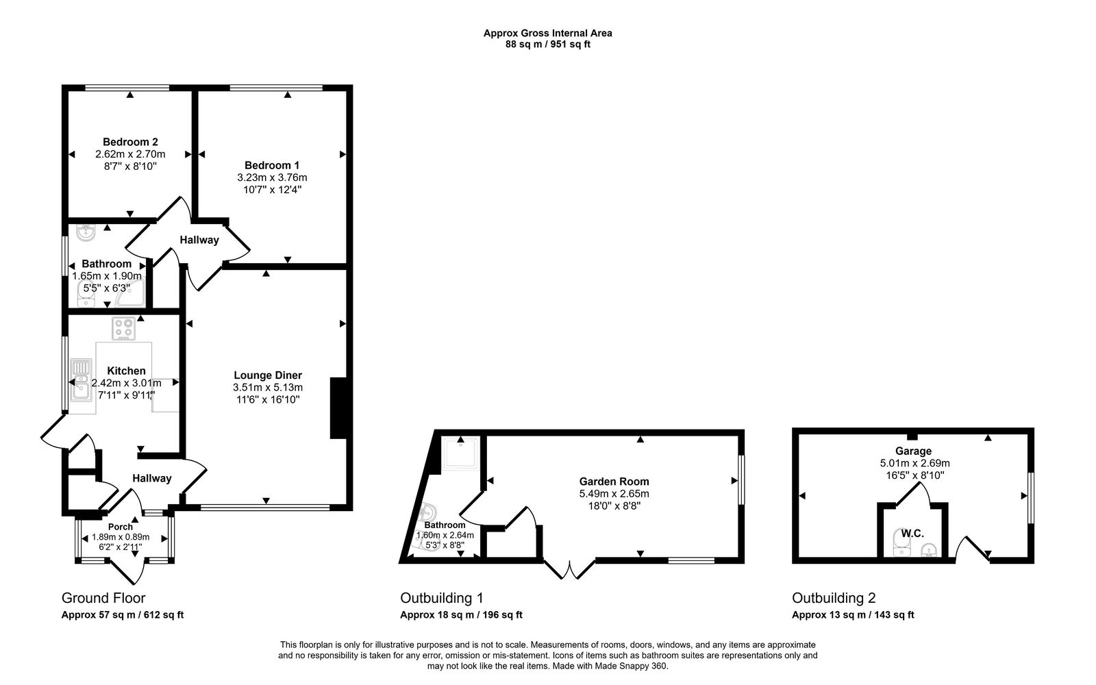 2 bed semi-detached bungalow for sale in Llys Charles, Towyn - Property floorplan
