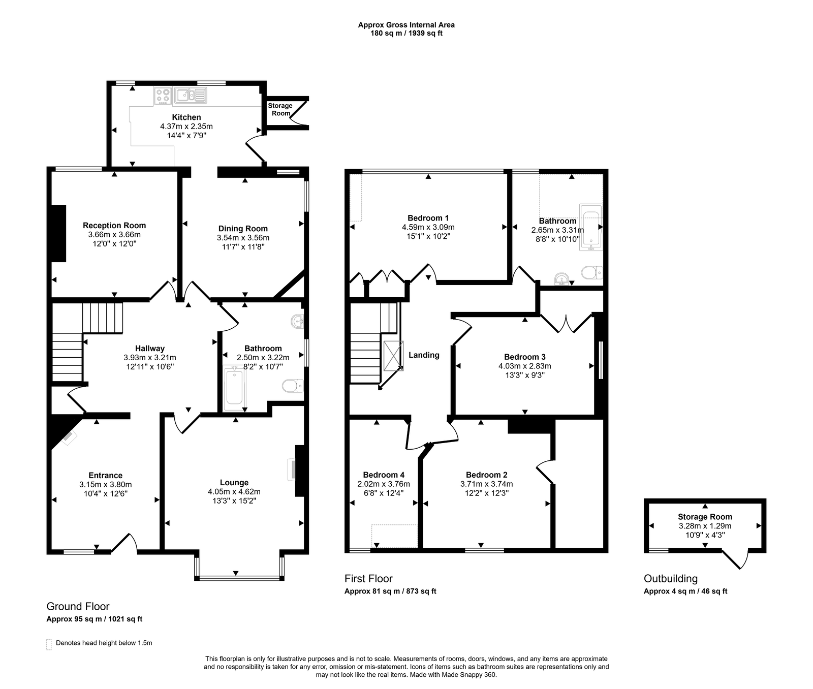 4 bed semi-detached house for sale in Melyd Avenue, Prestatyn - Property floorplan