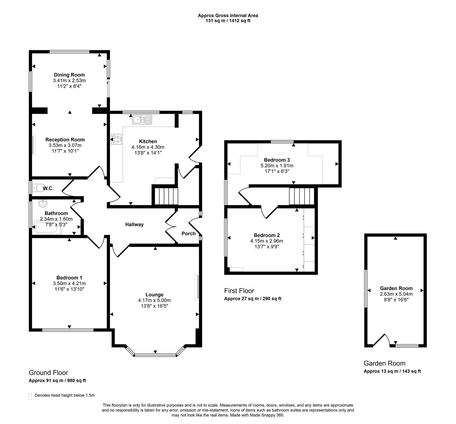 3 bed bungalow for sale in Riversdale, Conway Crescent, Llandudno - Property floorplan