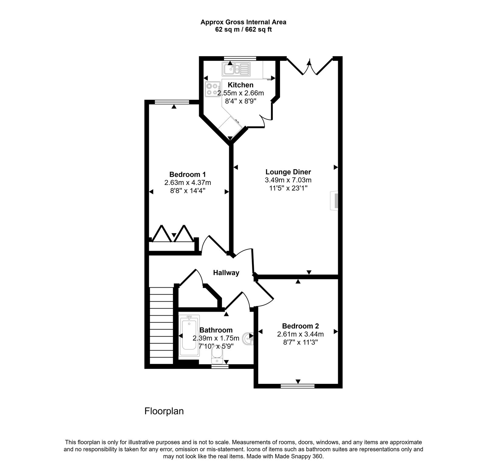 2 bed apartment for sale in Boughton Avenue, Rhyl - Property floorplan