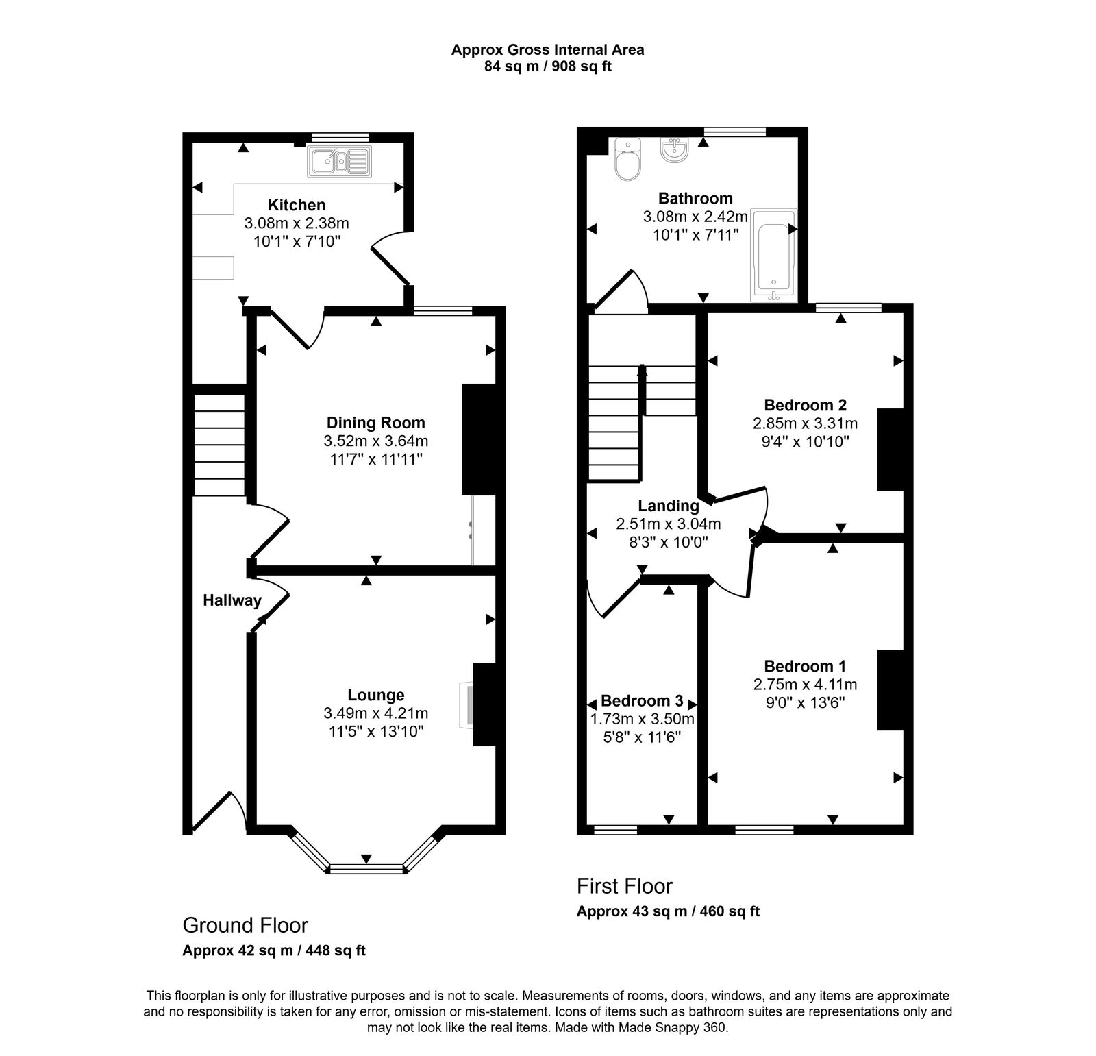 3 bed terraced house for sale in Millbank Road, Rhyl - Property floorplan