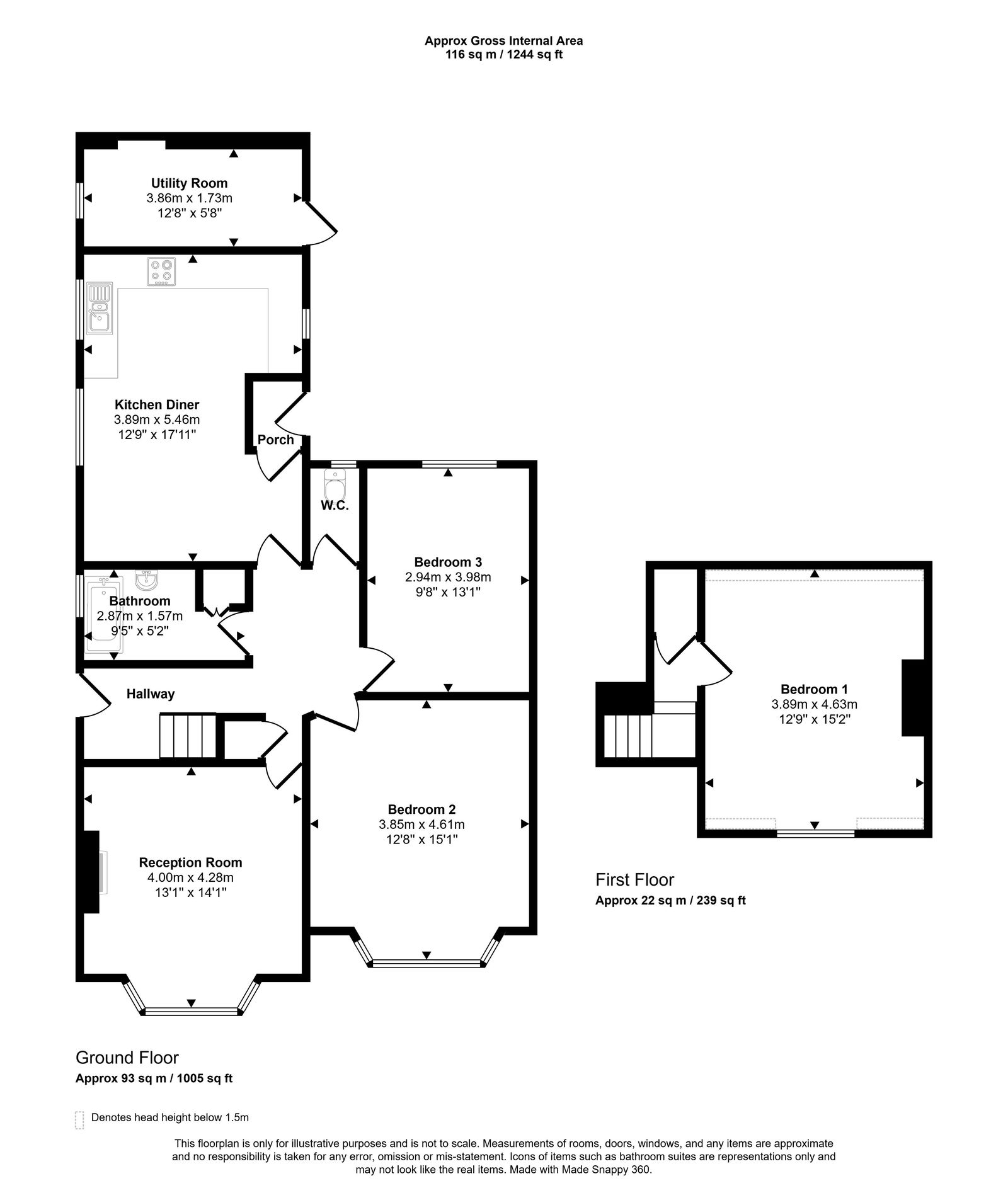 3 bed semi-detached bungalow for sale in Tower Way, Abergele - Property floorplan