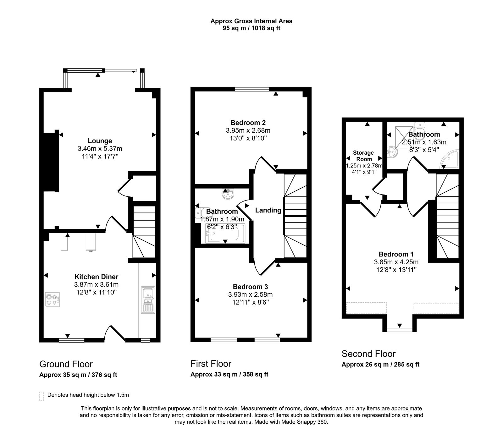 3 bed town house for sale in Ffordd Idwal, Prestatyn, LL19 7US - Property floorplan