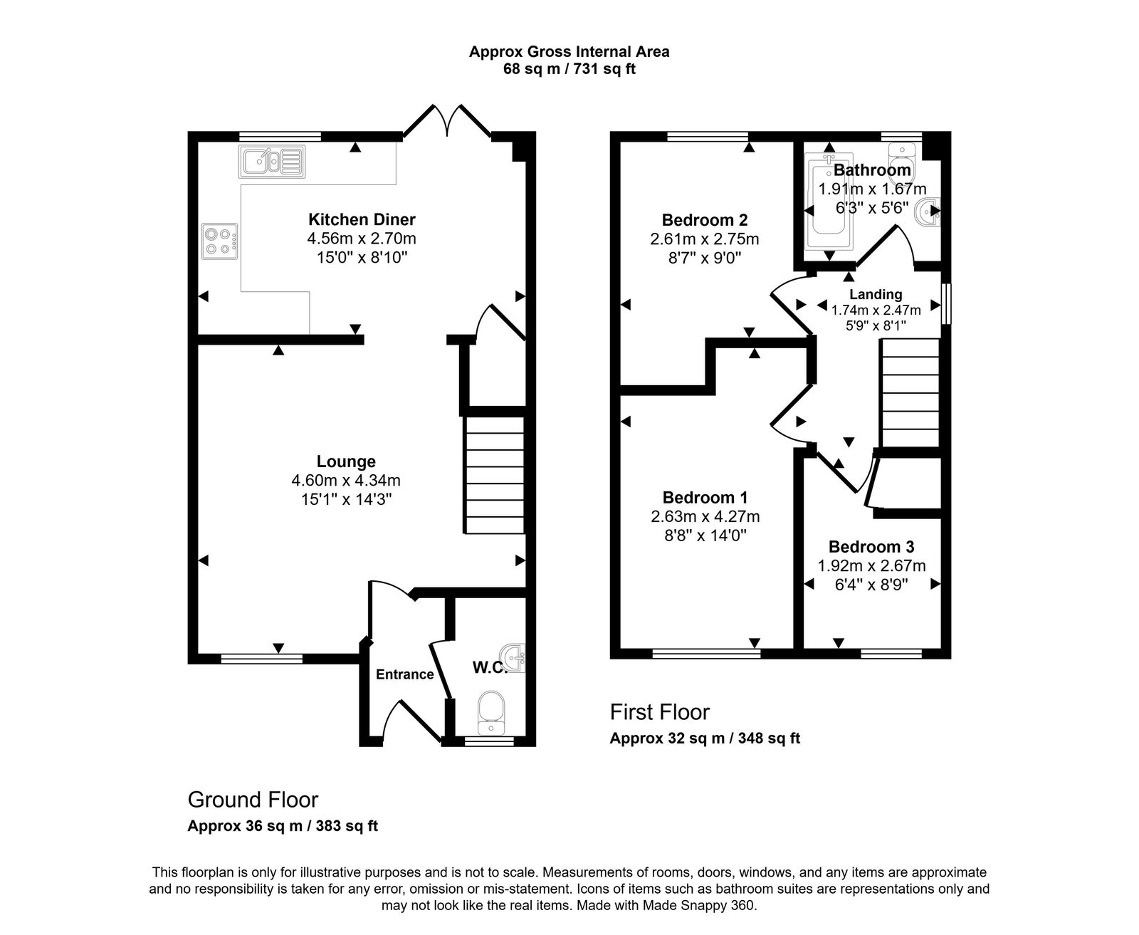 3 bed terraced house for sale in Ffordd Pant y Celyn - Property floorplan