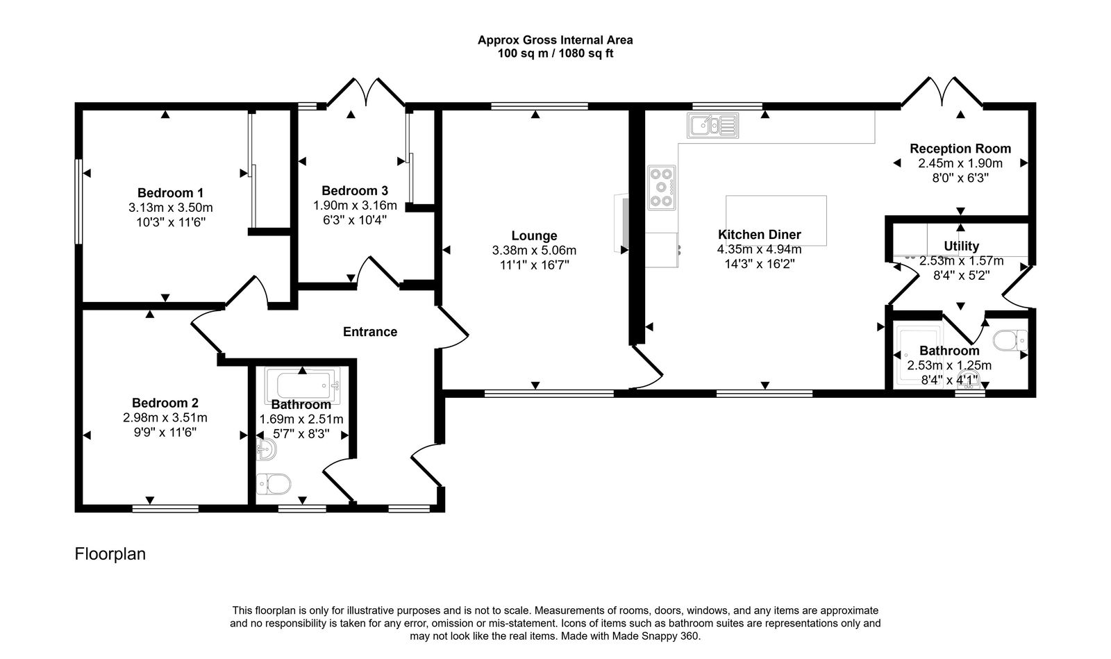 3 bed bungalow for sale in Ffordd Siarl, St. Asaph - Property floorplan