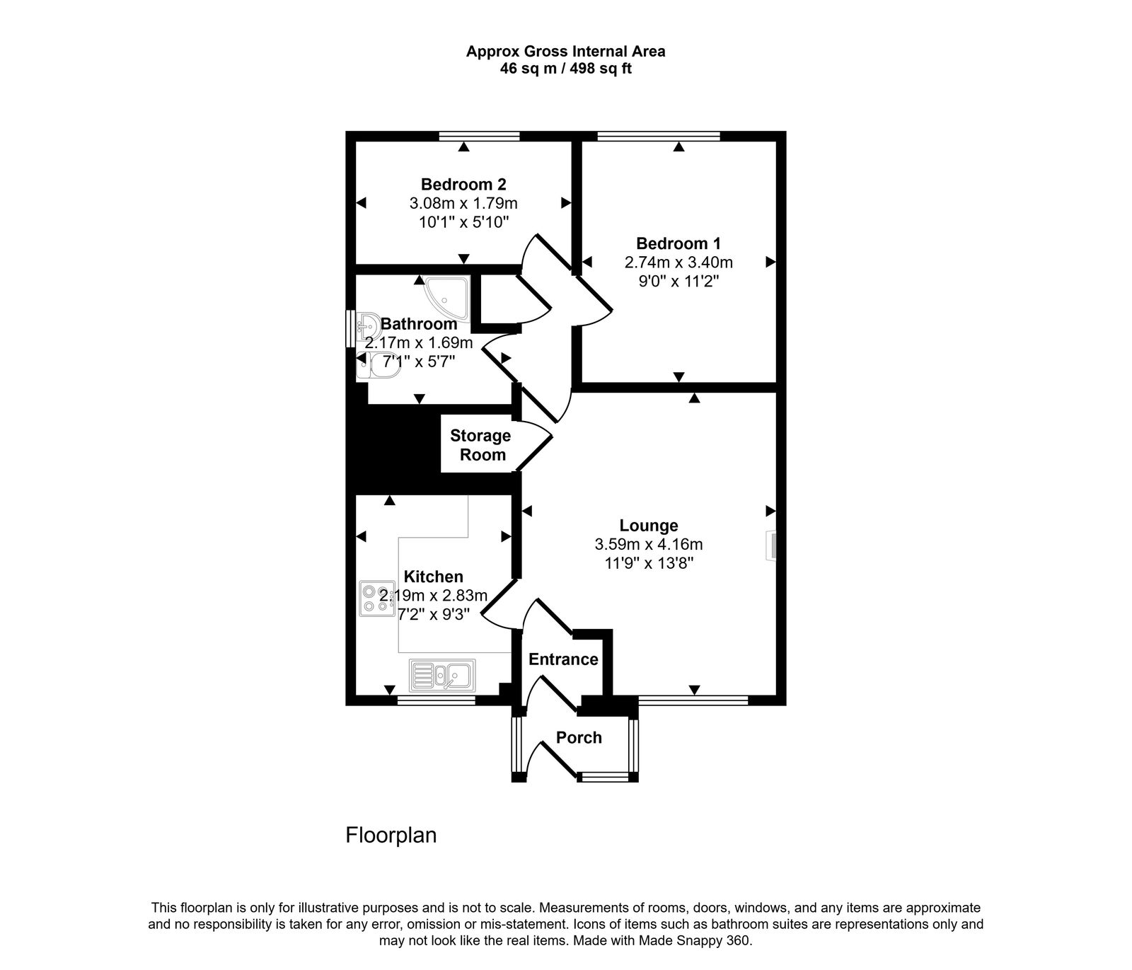 2 bed apartment for sale in Llys Alwen, Rhyl - Property floorplan