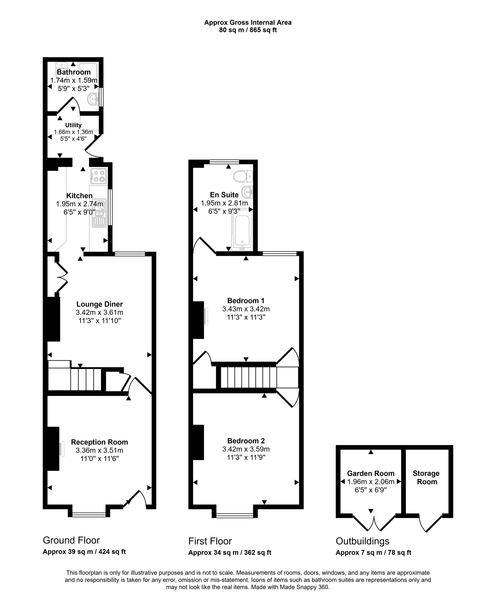 2 bed terraced house for sale in Grove Terrace, Princes Road, Rhuddlan - Property floorplan