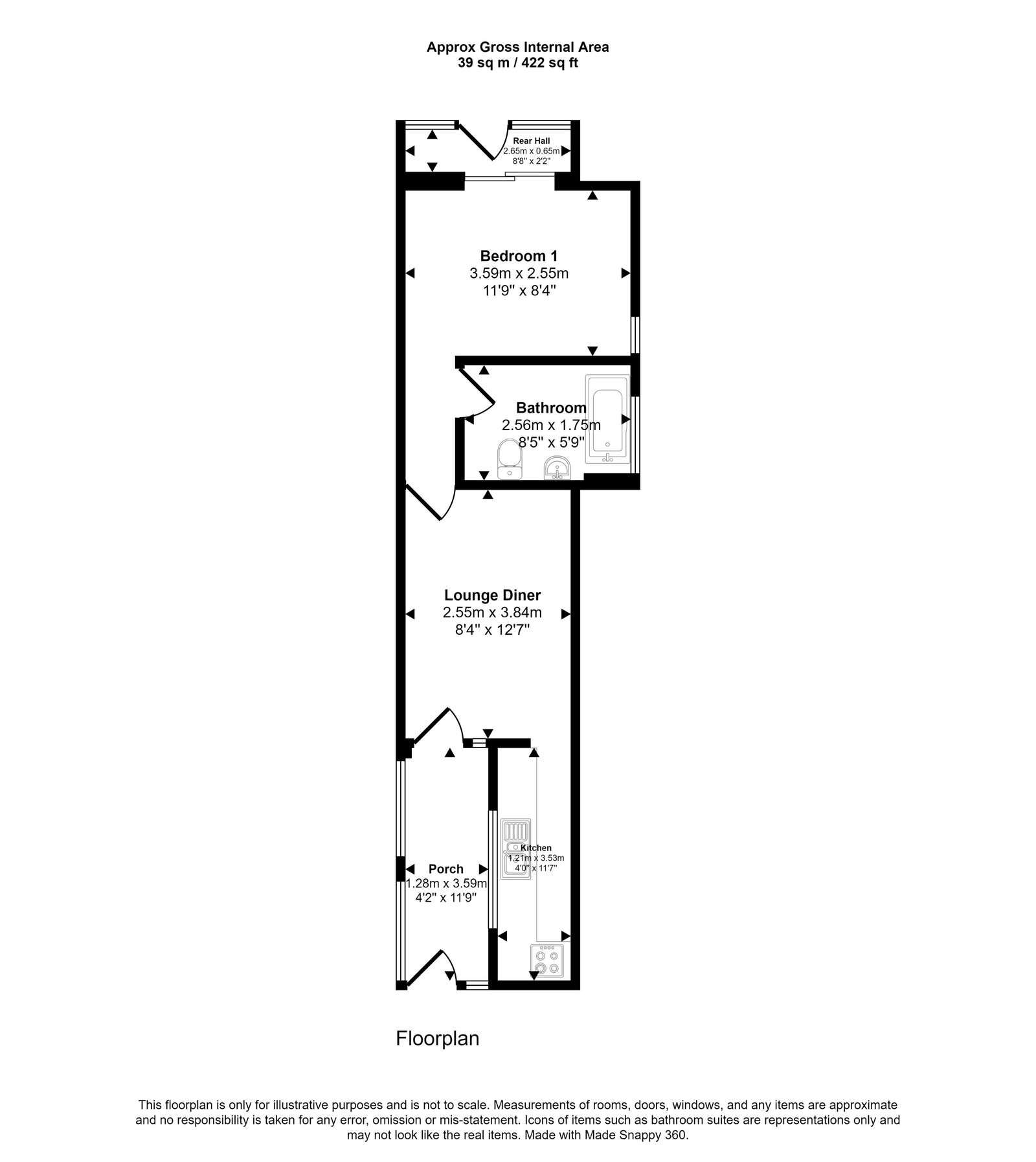 1 bed semi-detached bungalow for sale in Melyd Avenue, Prestatyn - Property floorplan