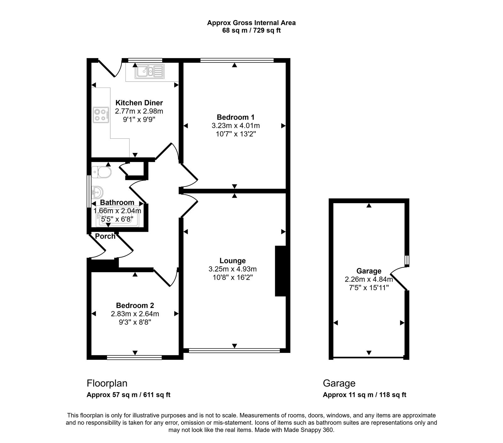 2 bed semi-detached bungalow for sale in The Meadows, Prestatyn, LL19 8EU - Property floorplan